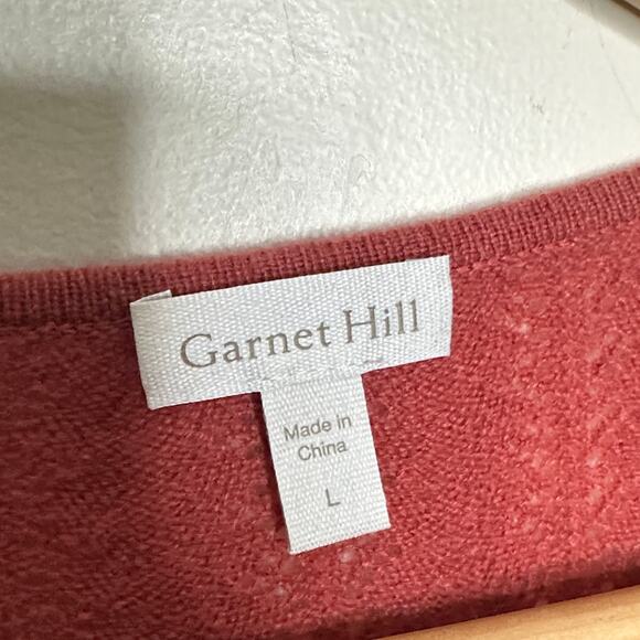 GARNET HILL 100% Cashmere Half Zip Pointelle Sweater Washed Brick Red Sz L {Q12} - Picture 4 of 6
